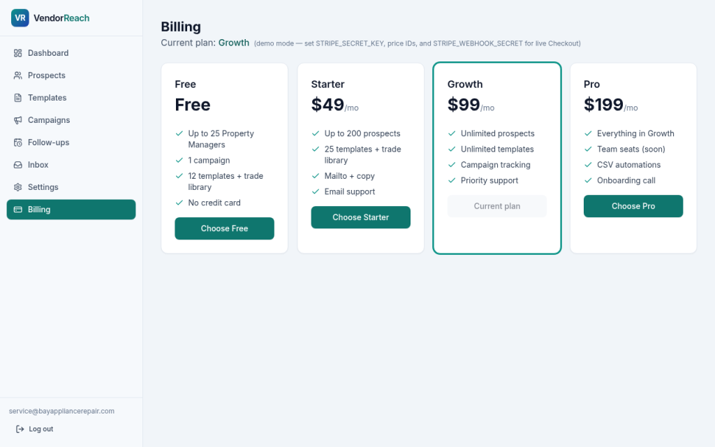 Billing and plan options